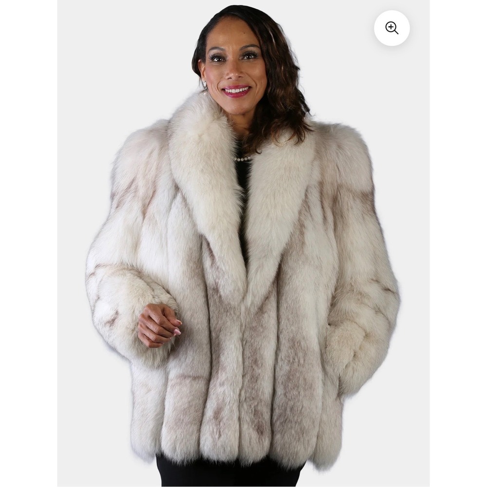 Vintage Saga Woman's Natural Blue Fox Fur Jacket Estate Piece Perfect! Size 14
